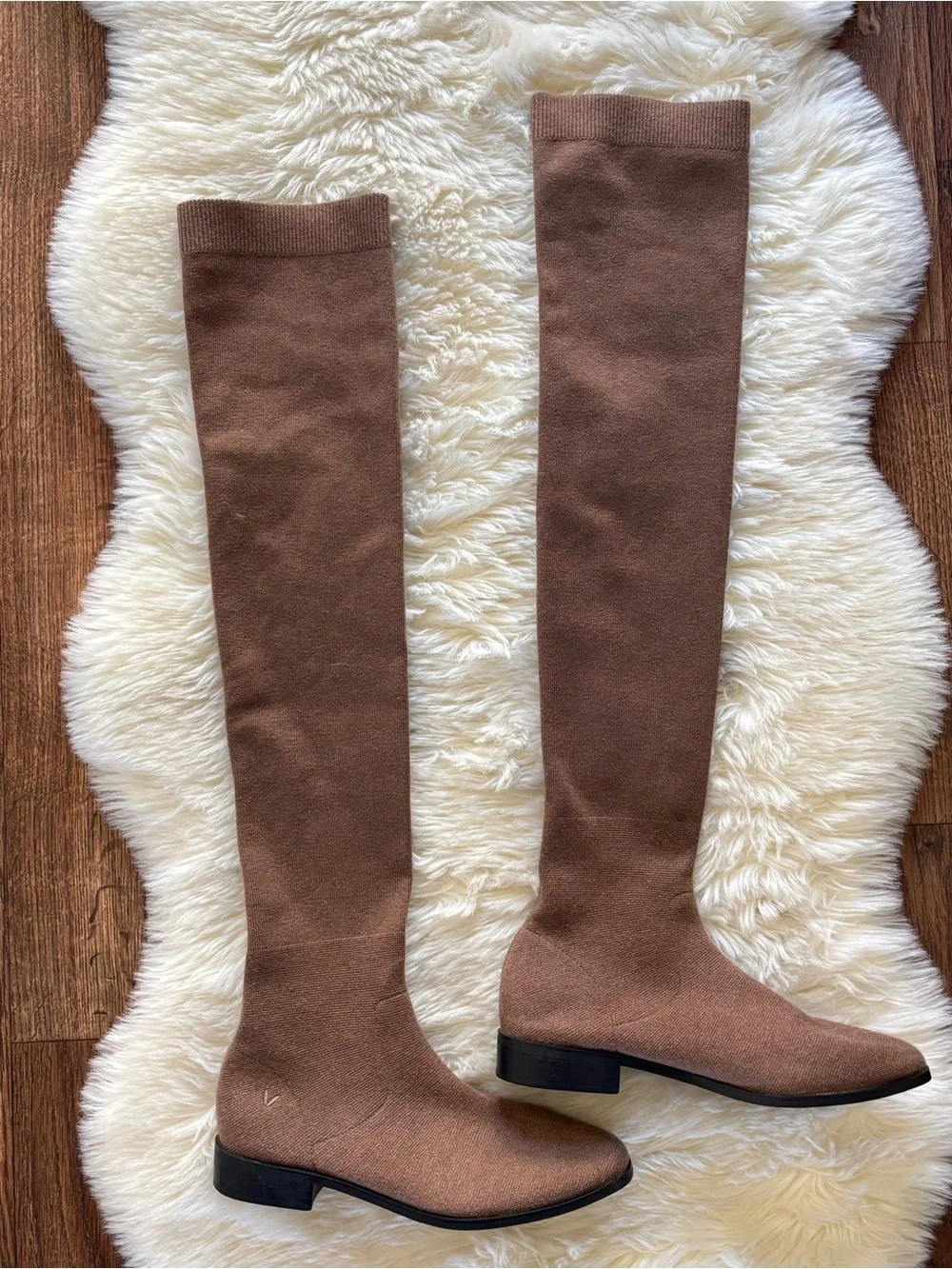 Vivaia Madeline Round-Toe Water-Repellent Wool Over-the-Knee Boots Brown 10.5/42